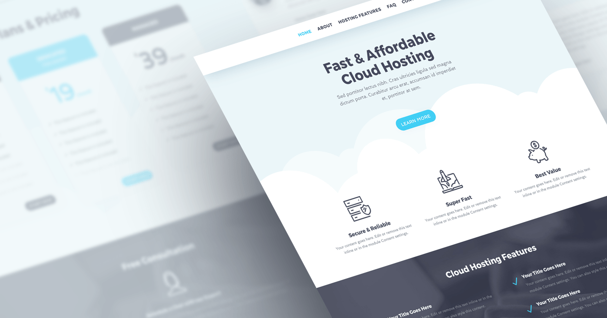 Hostly: Free Divi Layout Pack for a Hosting Business!