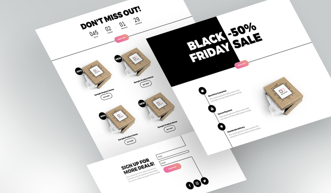 5 Key Features of a High-converting Black Friday Landing Page & free Divi Layout