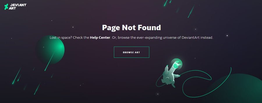 space themed creative 404 pages with a floating llama