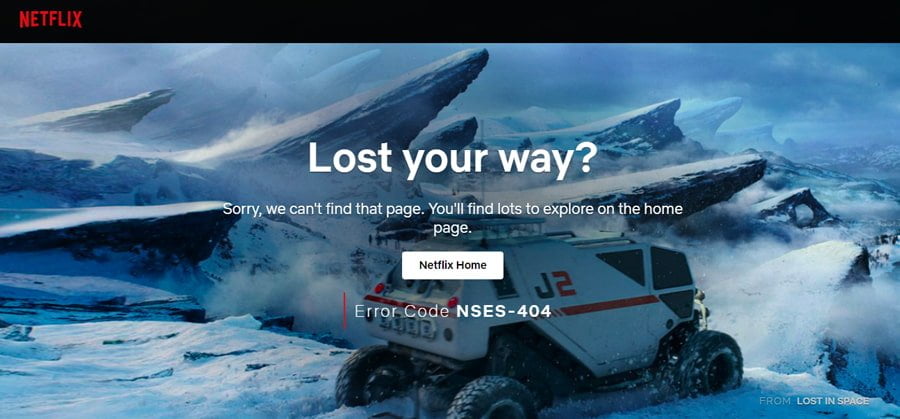 the creative 404 page from Netflix